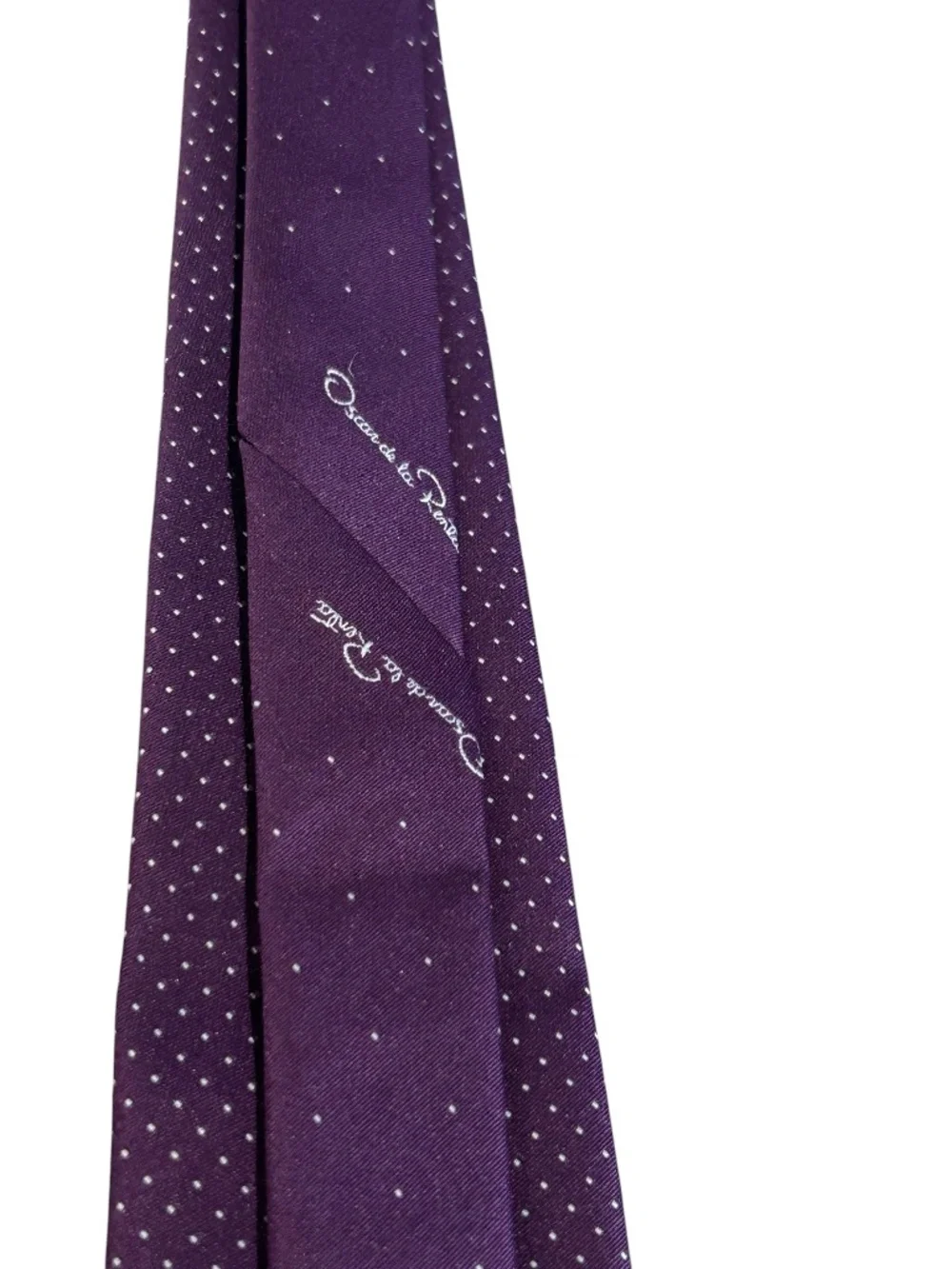Oscar De La Renta Purple With White Polka Dots Tie NWT